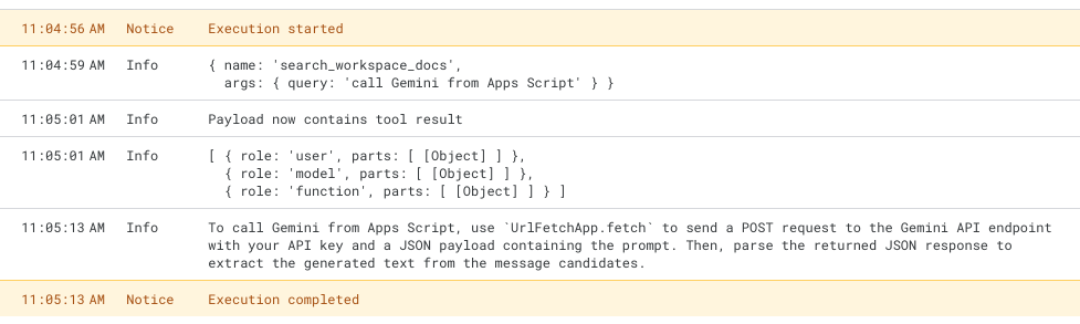 Vertex AI Tool Call from MCP Server in Apps Script